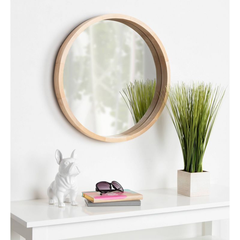 22&#34; x 22&#34; Hutton Round Wood Wall Mirror Natural - Kate and Laurel, 6 of 13