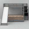 Twin Over Full Bunk Bed with Slide, Storage Drawers, Ladder Shelves, and Guardrails, Pine Wood Frame - 2 of 4