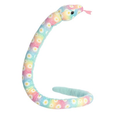 Aurora X-Large Kusheez Daisy Rainbow Snake Playful Stuffed Animal 51"