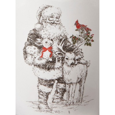 White Ceramic Christmas Santa and Reindeer Mug, 14 oz