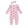 Andy & Evan  Infant  Pink Printed Long Sleeve Romper w/Pom Pom Trim - 4 of 4