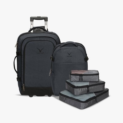 Hynes Eagle Expedition 63L 2-in-1 Rolling Backpack + PackPal Cube Set-Gray
