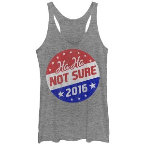 Women's Lost Gods Election Ha Ha Not Sure 2016 Racerback Tank Top - 1 of 3