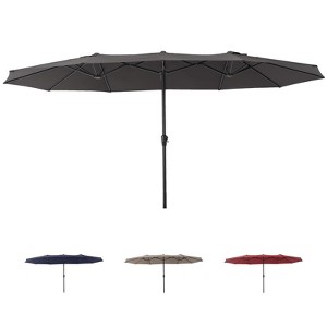 15 Ft Double Canopy Patio Umbrella, Rectangular Sun Shade, Market Umbrella for Garden, Backyard, Poolside, and Outdoor Entertaining - 1 of 4