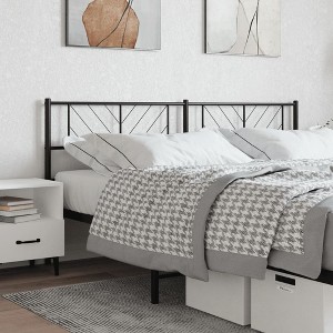vidaXL - Classic Black Steel Metal Headboard for Bed Frame - Sturdy & Supportive Backrest for Sleep, Reading, TV Watching - Bedroom Furniture Decor - 1 of 4