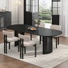 SpassWay 30"H Design Oval Wood Dining Table Kitchen Table Conference Table Gathering Table with Double Pedestal Black/Walnut/Natural Wood - 3 of 4