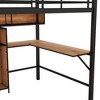 Bellemave Full Size Metal & Wood Loft Bed with L -shaped desk and shelves, Black and Brown - 4 of 4