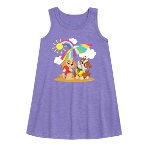 Girls' - Paw Patrol - Skye Rubble Beach Graphic Sleeveless Aline Dress - 1 of 4