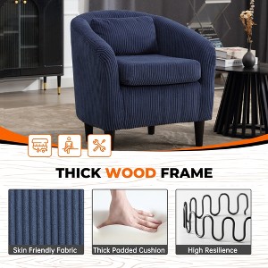 HOMEFUN Modern Corduroy Upholstered Accent Chair with Wooden Legs - 1 of 4