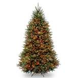 National Tree Company 7 ft Pre-Lit Artificial Full Christmas Tree, Green, Dunhill Fir, Multicolor Lights, Includes Stand