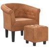 VidaXL Tub Chair with Footstool Brown Faux Leather - 2 of 4