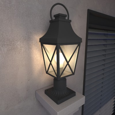 YUHAO Gardens, Yards or Entrances Anti-Rust Waterproof Outdoor Post Light Modern 21.3 in. Black(1 PACK)