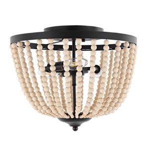 Hamlin 3 Light 15" Flush Mount - FLU4072 - Bronze/Natural - Safavieh - 1 of 4