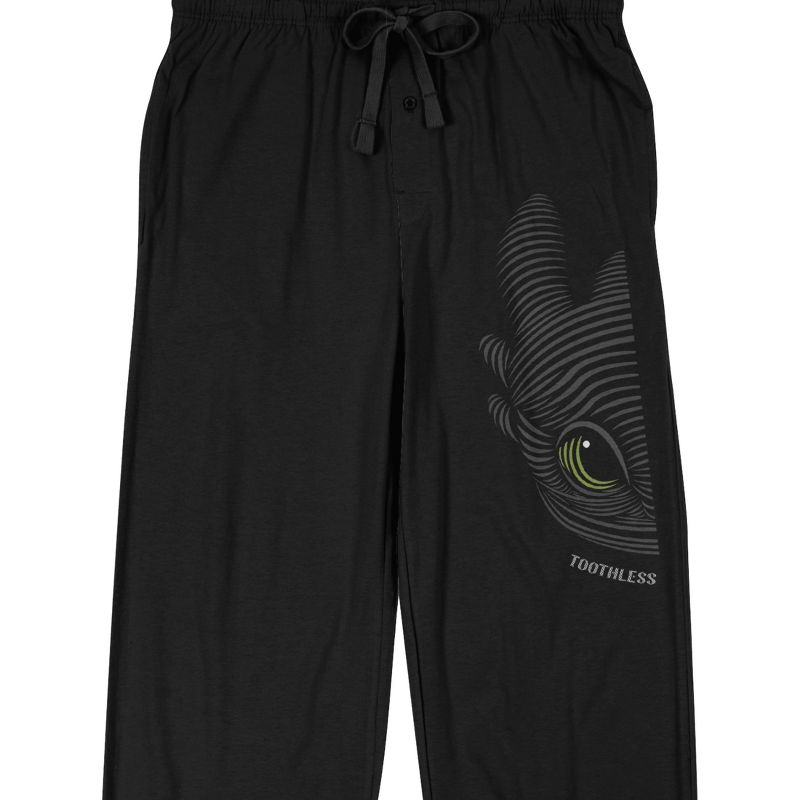 How to Train Your Dragon Toothless Line Art Men's Black Sleep Pants, 2 of 4