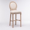 CIPACHO French Country Wooden Barstools With Upholstered Seating , Beige and Natural ，Set of 2 - 4 of 4