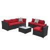 Patti 7-piece PE Rattan Patio Conversation Set, Outdoor Sectional Sofa with Cushions and Glass Top Coffee Table - Maison Boucle - 3 of 4