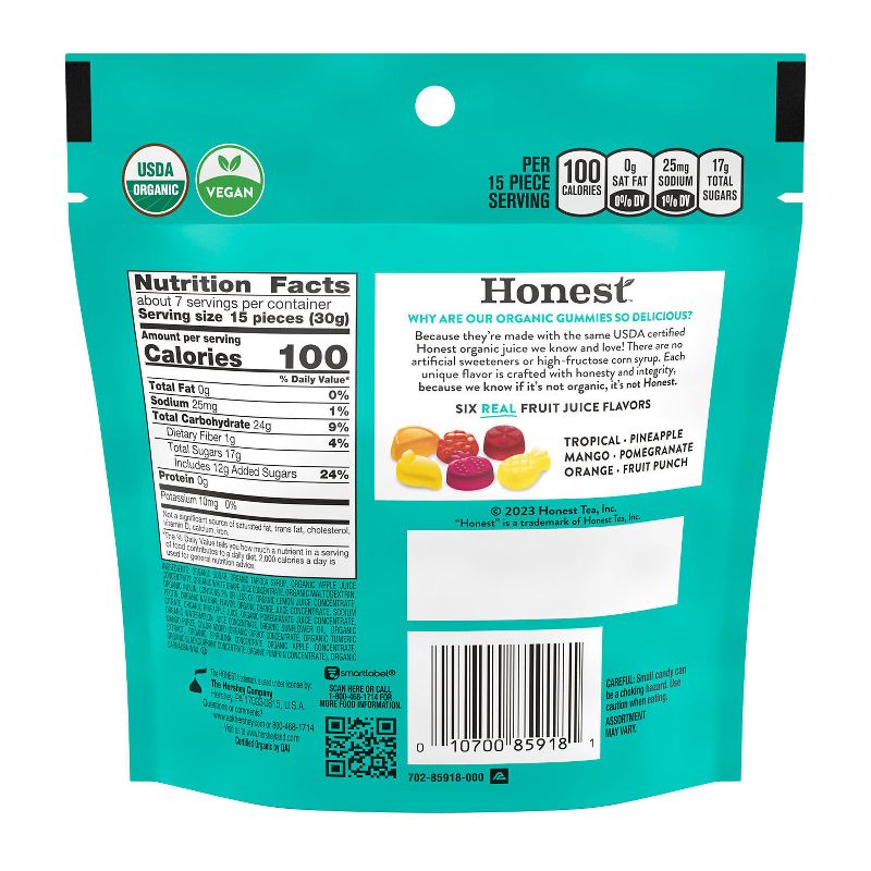 Honest Organic Gummies Tropical Medley Flavor Pouch - 7oz, 2 of 3