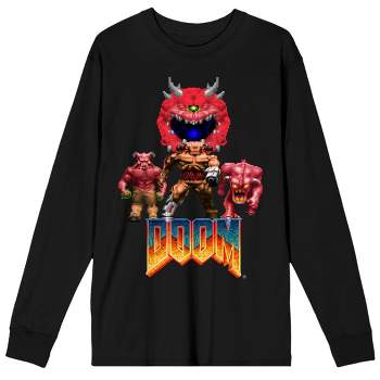 Doom Mask And Monsters Men's Black Long Sleeve Shirt