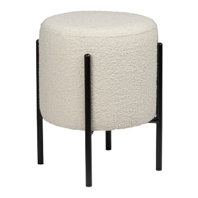 JONATHAN Y Silvia Modern Minimalist Round Backless Metal/Vegan Leather Cushioned Vanity Stool