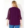 Catherines Women's Plus Size Petite Swiss Dot Tie Sleeve Blouse - 3 of 4