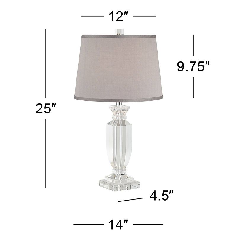 Vienna Full Spectrum Traditional Table Lamp 25" High Crystal Body Gray Tapered Drum Shade for Living Room Bedroom Bedside Nightstand Family, 4 of 10