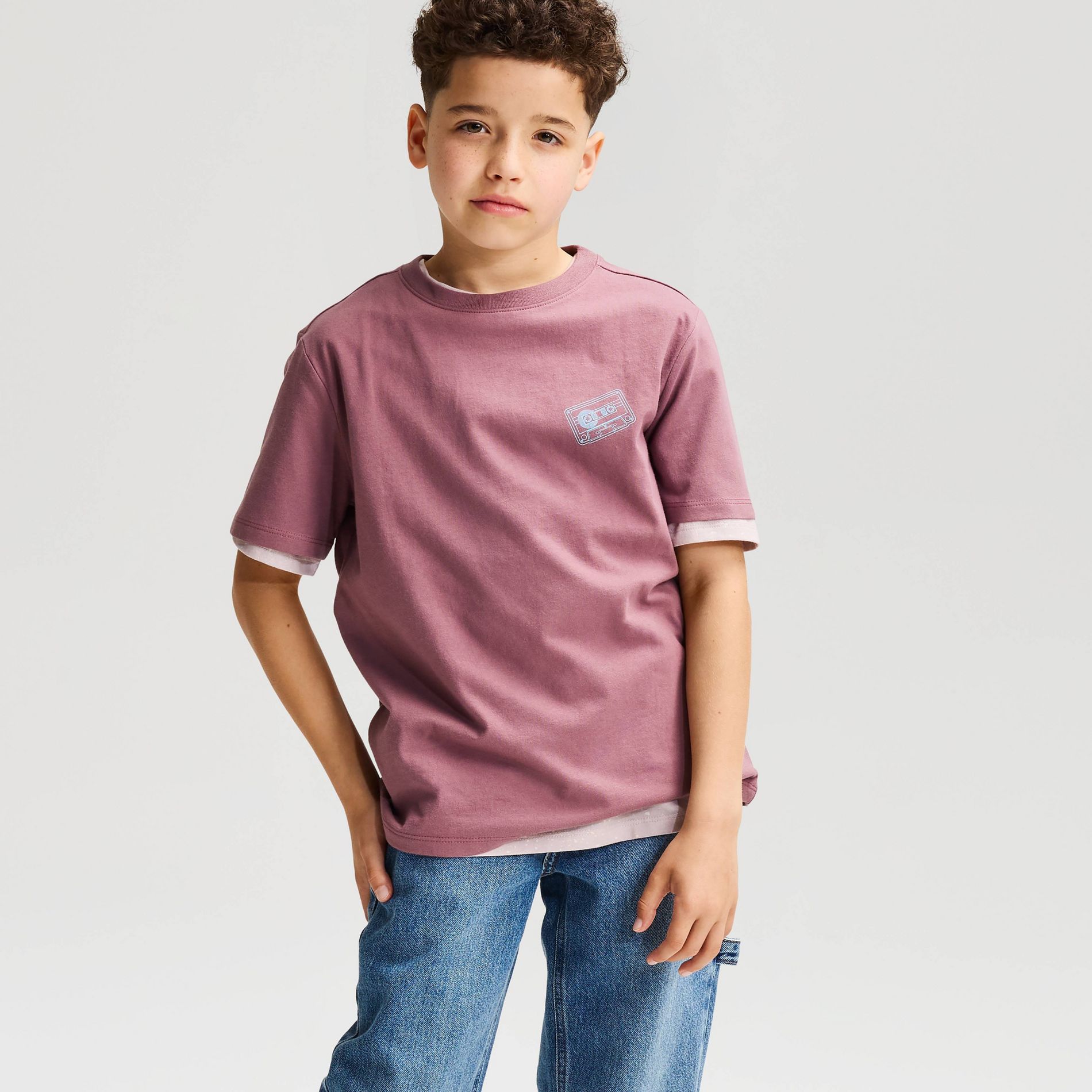 Boys' Short Sleeve 100% Cotton Cassette Classic Fit Graphic T-Shirt - Cat & Jack™ Mauve