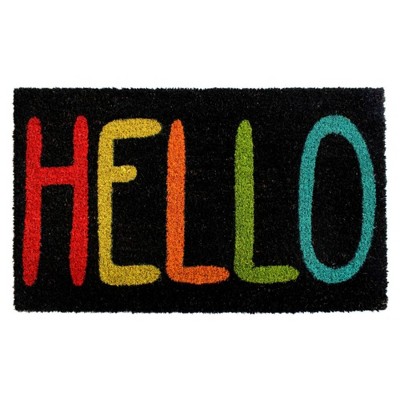 Raj 1'6" x 2'6" Tufted Hello Doormat Black