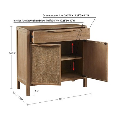 Natural Reclaimed Wood and Cane Webbing Accent Cabinet