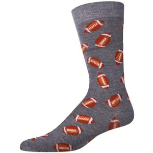 Memoi Men's "Football Fan" Rayon from Bamboo Blend Novelty Crew Socks - 1 of 4