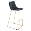 HomeRoots Set of Two 30" Black And Gold Velvet And Steel Bar Height Bar Chairs - 4 of 4