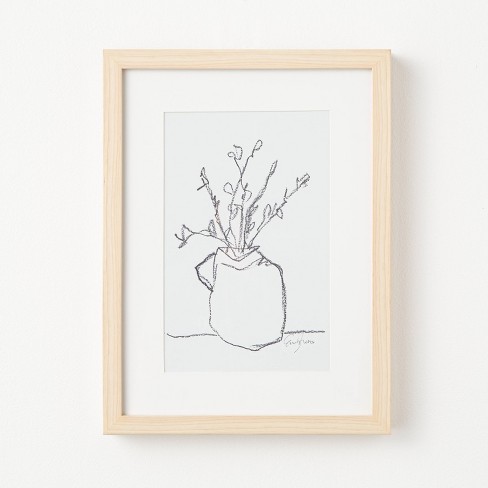 12 X 16 Flower Pot Framed Wall Art Black White Threshold Designed With Studio Mcgee Target