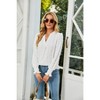Women Casual Polka Dot Puff Smocked Long Sleeve Shirt Summer Fall V Neck  Top - 3 of 4