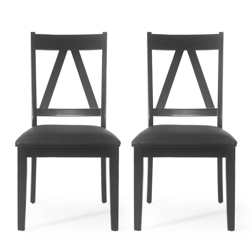 2pk Fairgreens Farmhouse Upholstered Wood Dining Chairs Black - Christopher Knight Home, 1 of 13