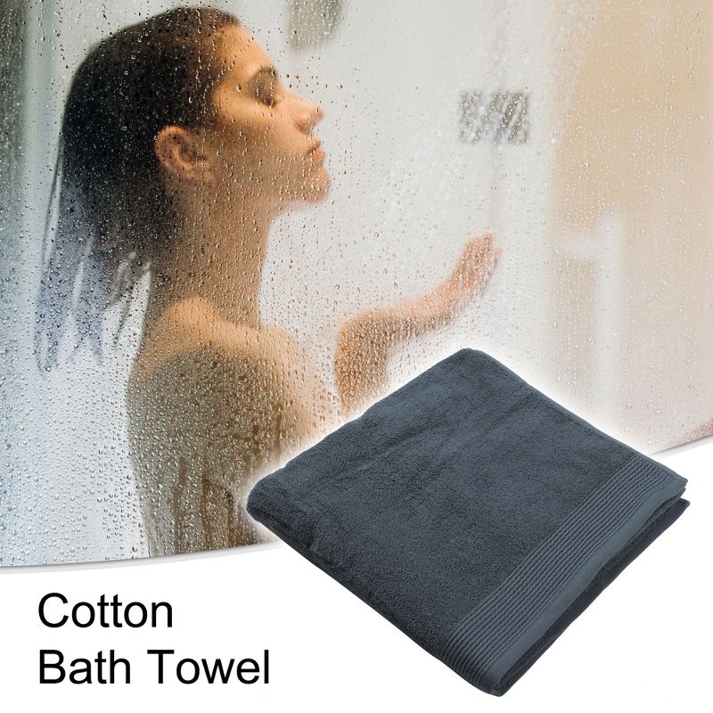 Unique Bargains Bathroom Shower Classic Soft Absorbent Cotton Bath Towel 59.06"x28.35" 1 Pc, 2 of 7