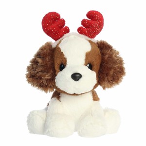 Aurora Medium Holiday Cheer Spencer Spaniel Holiday Festive Stuffed Animal Brown 9.5" - 1 of 4