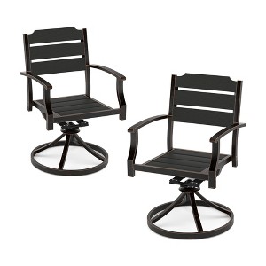 Arceso Outdoor Dining Chair Set, Swivel Rocking Patio Chairs, HDPE Seat with Aluminum Frame Patio Dining Chairs, Outdoor Chairs with Armrest - 1 of 4