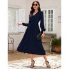 Women's V - Neck Ruffled Long Dress, Elegant Long - Sleeve Maxi Dress with Waist Accent - 2 of 4