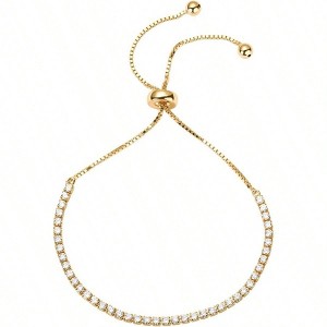 Plated Cubic Tennis Bracelet for Women, Adjustable Slider,an elegant and fashionable,hypoallergenic material - 1 of 4