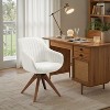 Art Leon Comfortable Fabric Swivel Accent Chair with Solid Oak Wood Legs - 2 of 3