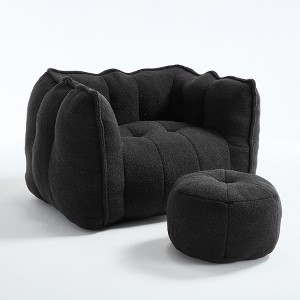 Dexmalle Soft Bean Bag Chair Lazy Sofa with High Resilient Foam with Footstool - 1 of 4