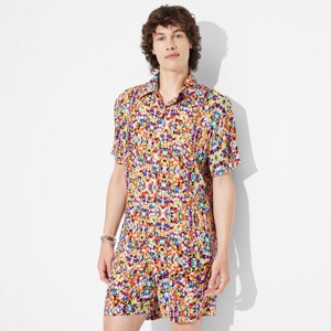 Pride Adult PH by The PHLUID Project Rainbow Short Sleeve Woven Button-Down Shirt - Mosaic Design - 1 of 4