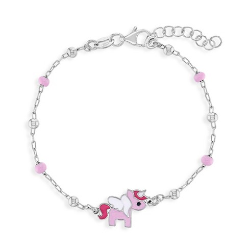 Girls' Enamel Unicorn Satellite Bracelet Sterling Silver - Pink - In Season  Jewelry