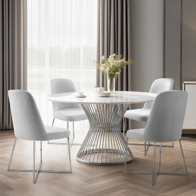 Well Woven Rachelle Velvety Soft Modern Accent Chairs With Metal Legs - Perfect for Vanity, Living Room,Office, Dining Room