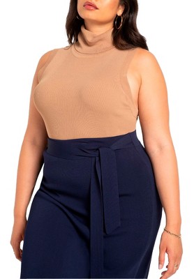 ELOQUII Women's Plus Size Turtleneck Layering Sweater - 26/28, Burro