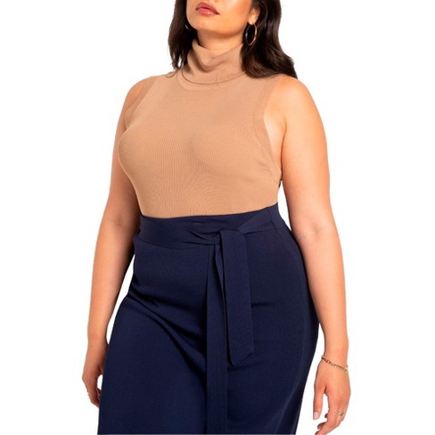 Eloquii Women's Plus Size Turtleneck Layering Sweater - 22/24, Beige ...