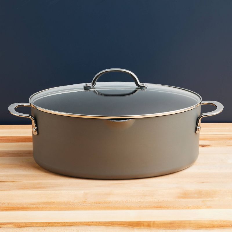 Rachael Ray 8qt Hard Anodized Nonstick Oval Pasta Pot and Braiser Gray, 4 of 10
