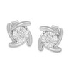 Haus of Brilliance Silver 1/10 Cttw Diamond Miracle-Set Square Pinwheel Stud Earrings - 2 of 4