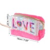 Unique Bargains Women Portable Sequin LOVE Makeup Bag Rose Red 1 Pc - 3 of 3