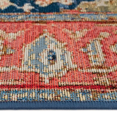 Liora Manne Red and Blue Synthetic Flat Woven Area Rug