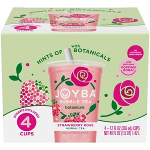 JOYBA Strawberry Rose Caffeine Free Bubble Tea - 4pk/12 fl oz Cups - 1 of 4